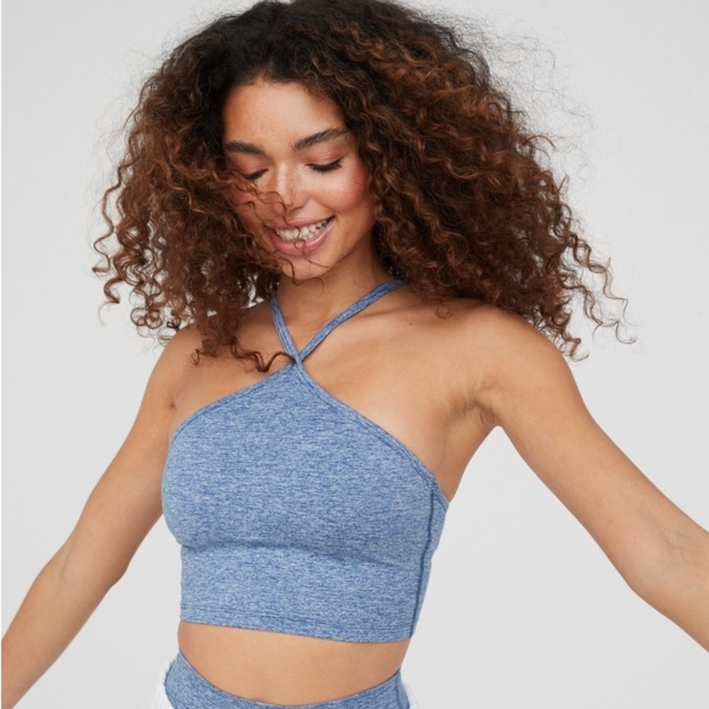OFFLINE BY AERIE THE HUGGER LONGLINE HALTER SPORTS BRA